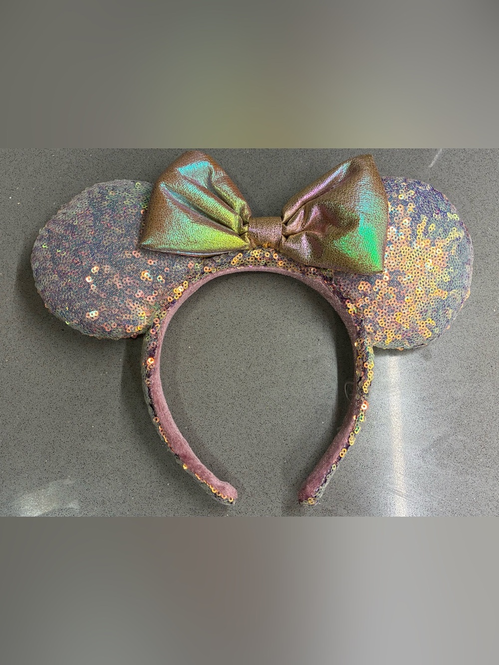 Disney Ears with Iridescent Sequins with Bow